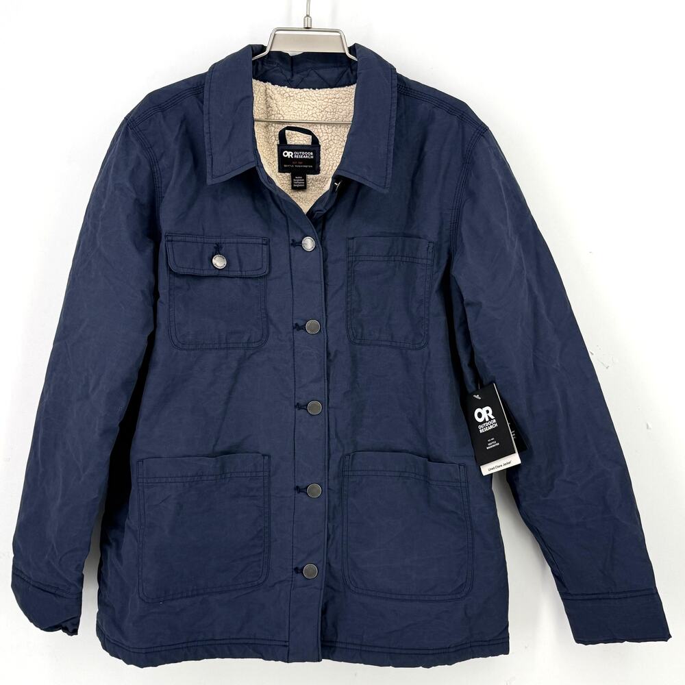 Outdoor Research Sherpa Lined Chore Jacket Womens Size Medium Naval Blue